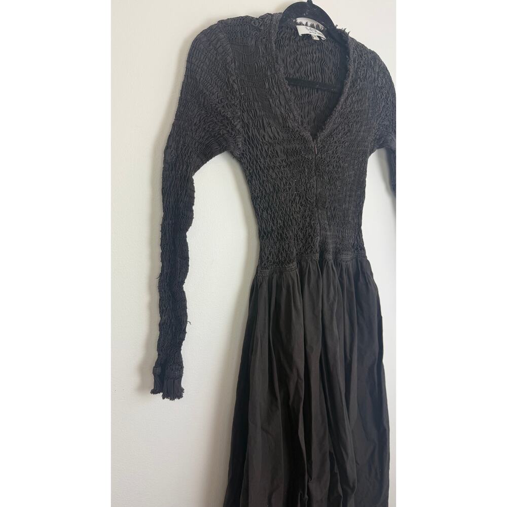Sea New York Womens Casey Long Sleeve Raw Hem Fit & Flare Black Midi Dress 2 - Picture 4 of 11